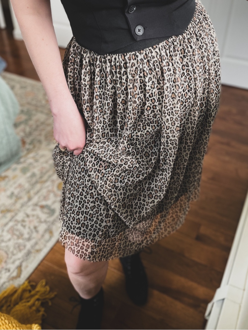 a new day Leopard Print Midi Skirt - Beige/Black